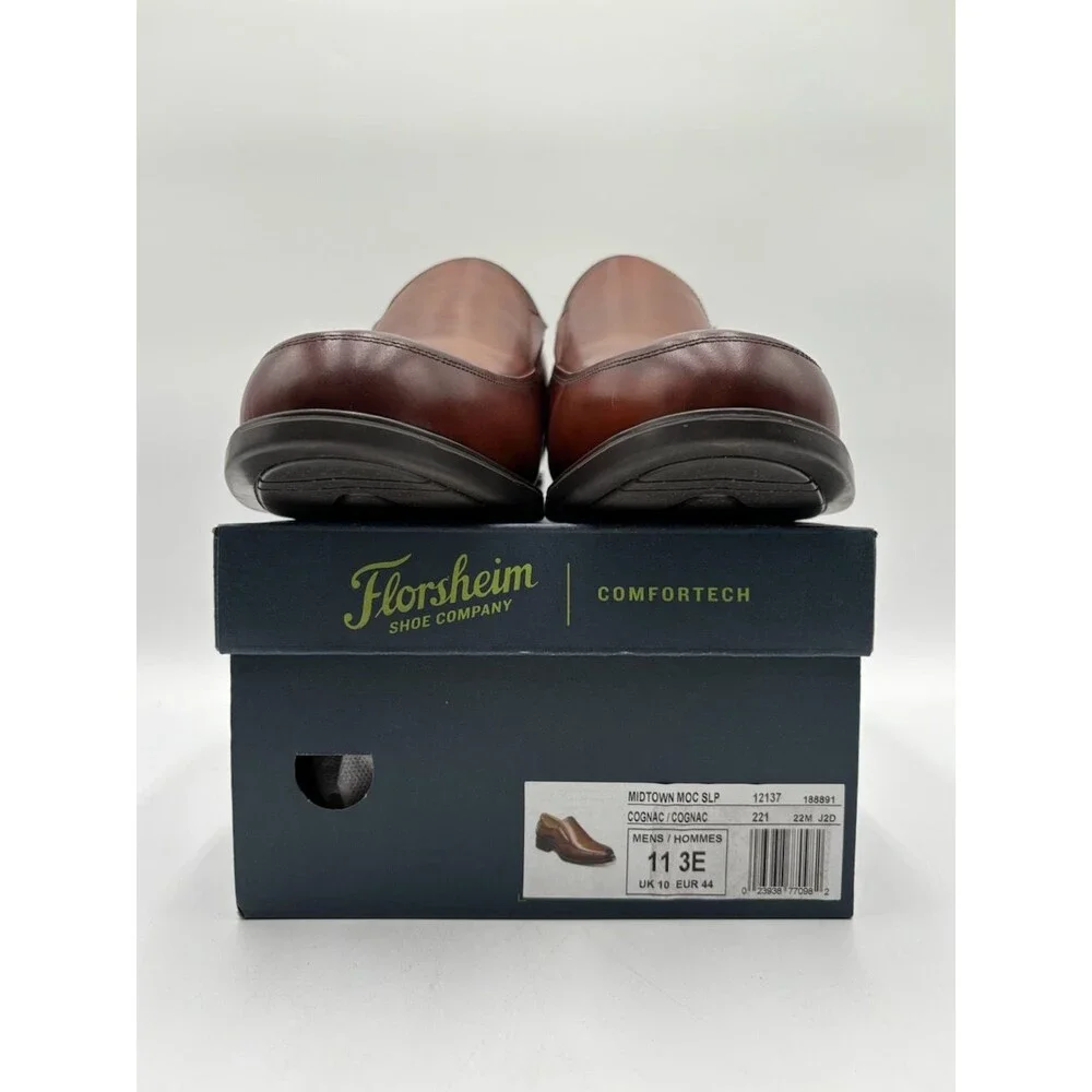 Florsheim MIDTOWN MOC SLP COGNAC Men's NEW Slip-On Shoes Brown US Size 11 3E